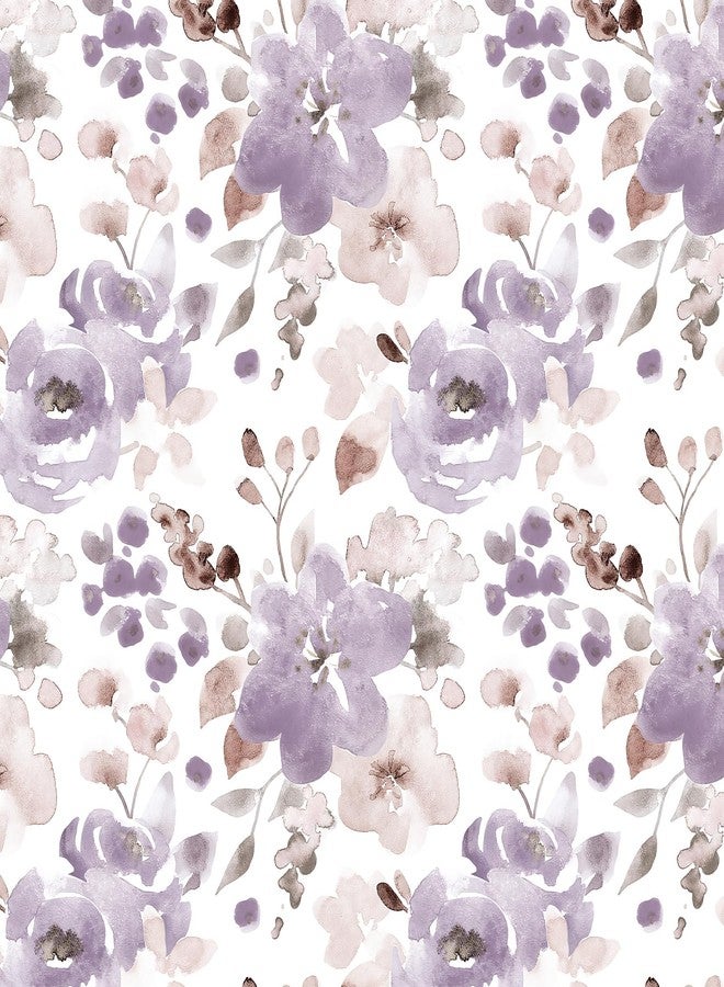 Toduso Peel and Stick Wallpaper Floral Wallpaper Purple/White Watercolor Contact Paper Self Adhesive Removable Wallpaper Shelves Liners Decorative Vinyl Roll 17.3''x78.7'' - Image 1