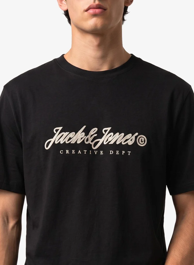 JACK & JONES Black SCAN Logo Crew Neck T-Shirt for Men | Best Price UAE