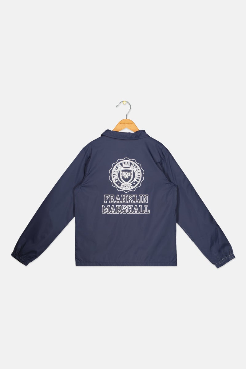 Franklin Marshall Kids Boy Brand Logo Windbreaker Jacket, Navy  - Image 2