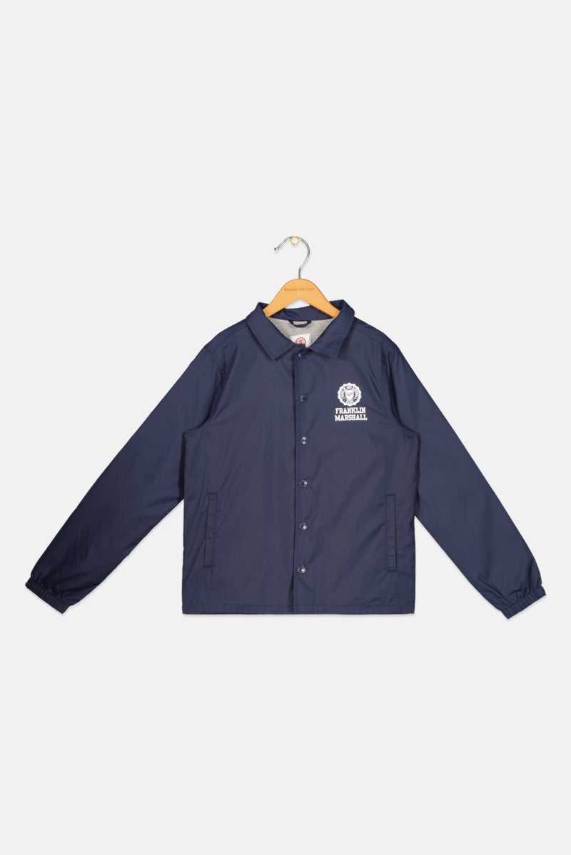 Franklin Marshall Kids Boy Brand Logo Windbreaker Jacket, Navy  - Image 1