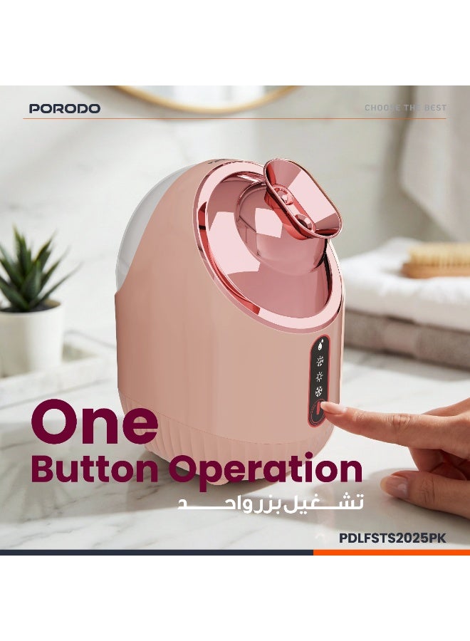 porodo Rozita Hot & Cold Face Steamer / Mist Outlet / Mode Switch / Hot and Cold Spraying / Plug Type: UK Plug / Power: 280W - Pink - Image 4
