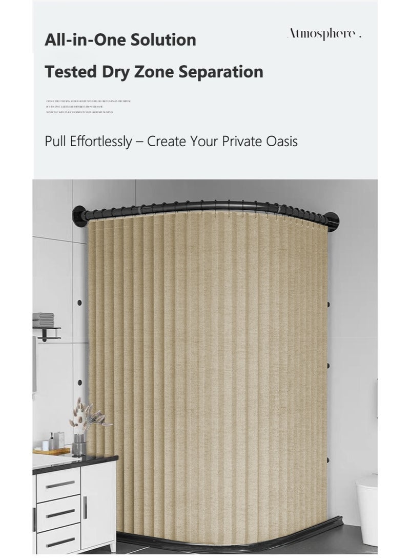 والالا قطعتان من قضبان ستارة الحمام الزاوية القابلة للتمديد من الفولاذ المقاوم للصدأ، قضيب ستارة معدني على شكل حرف L مربع منحني بزاوية 90 درجة، قضيب حوض استحمام منحني قابل للتعديل 90-130 سم مع ستارة مقاومة للماء 260 × 200 - Image 3