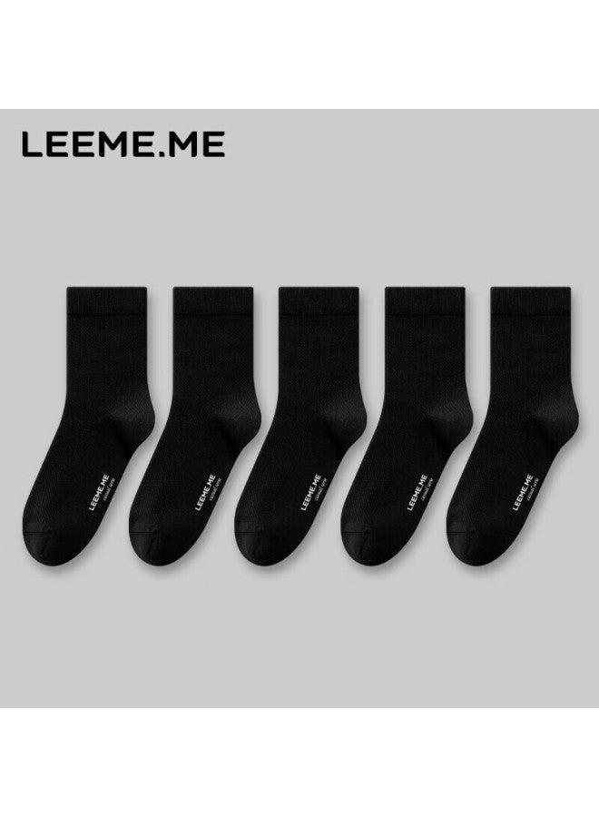 Leeme.me Li Mi Men's Socks [7a Antibacterial Autumn New Mesh Mid-calf Socks For Men, Casual Socks, 5 Black - Image 1