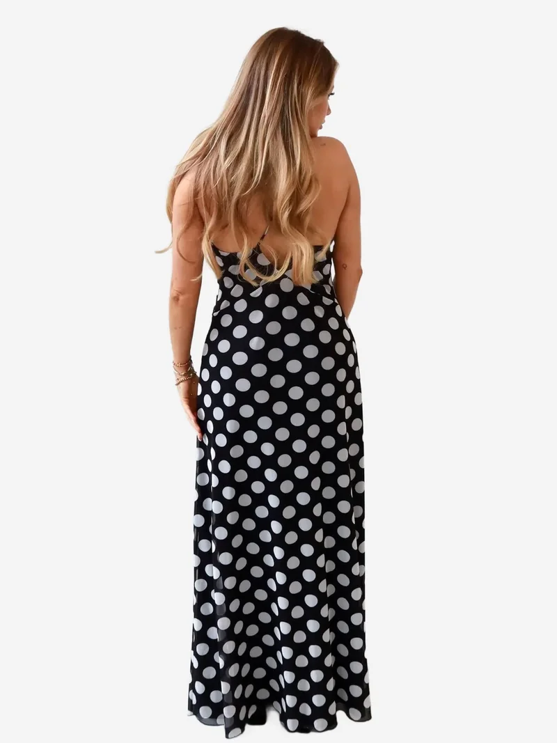 HICCUP Audrey Polka V-Neck Maxi Dress