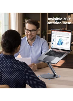 Benks BENKS Laptop Stand with 360° Rotating Base, Angle Adjustable Computer Stand, Foldable Aluminum Laptop Riser Compatible with MacBook Pro/Air, Dell, Laptops (10-16inch)  - Image 3