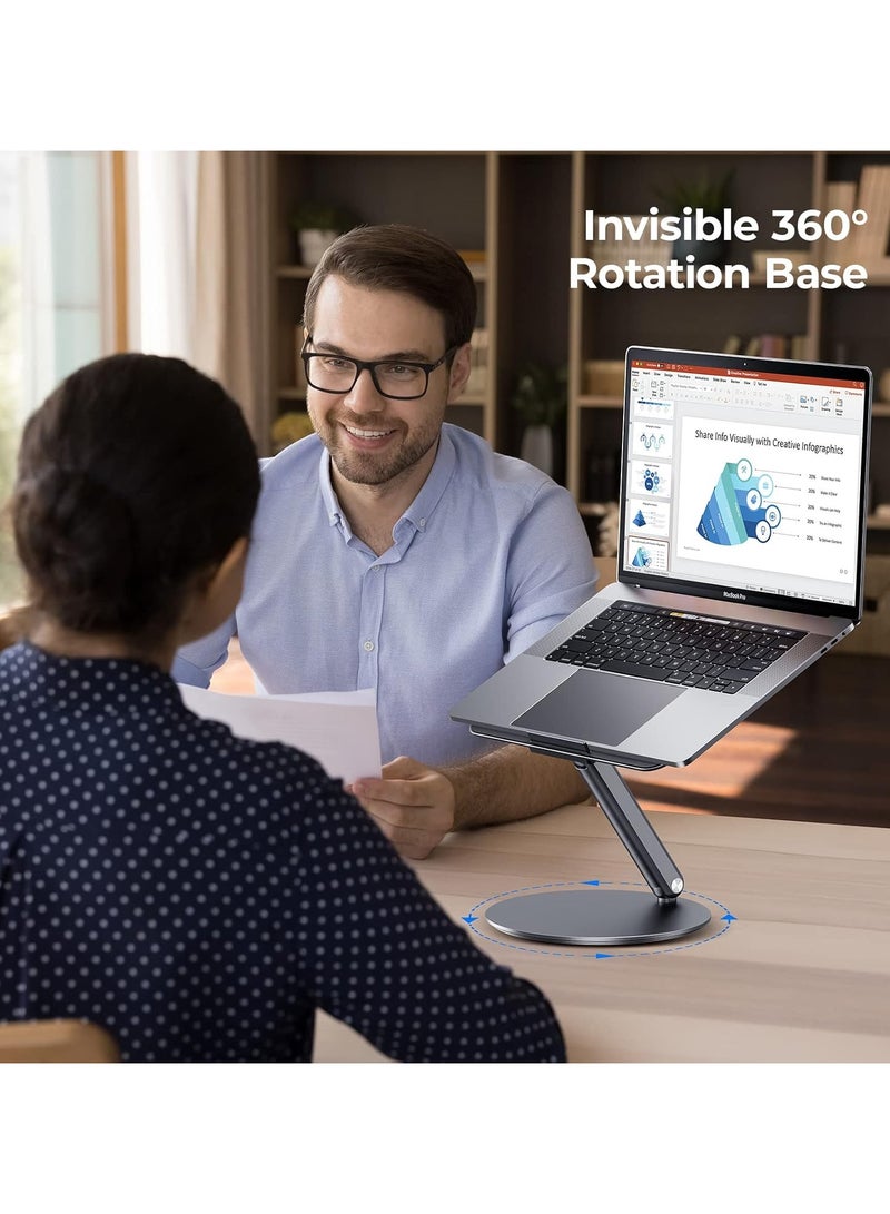 BENKS Laptop Stand with 360° Rotating Base, Angle Adjustable Computer Stand, Foldable Aluminum Laptop Riser Compatible with MacBook Pro/Air, Dell, Laptops (10-16inch) - Image 3