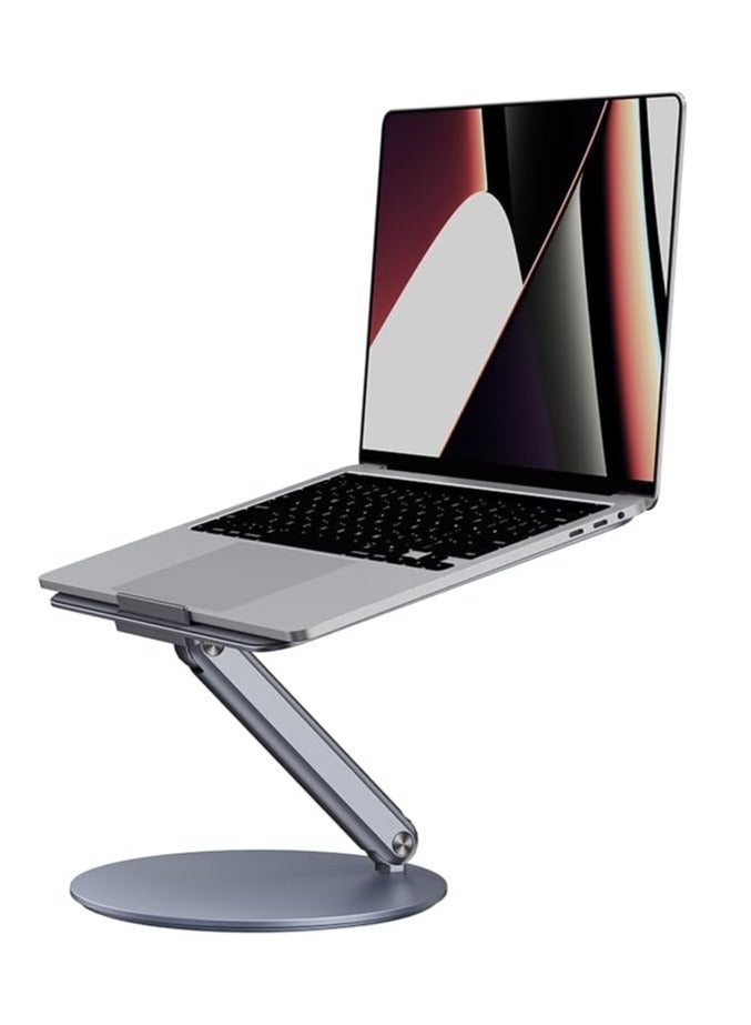 BENKS Laptop Stand with 360° Rotating Base, Angle Adjustable Computer Stand, Foldable Aluminum Laptop Riser Compatible with MacBook Pro/Air, Dell, Laptops (10-16inch) - Image 1