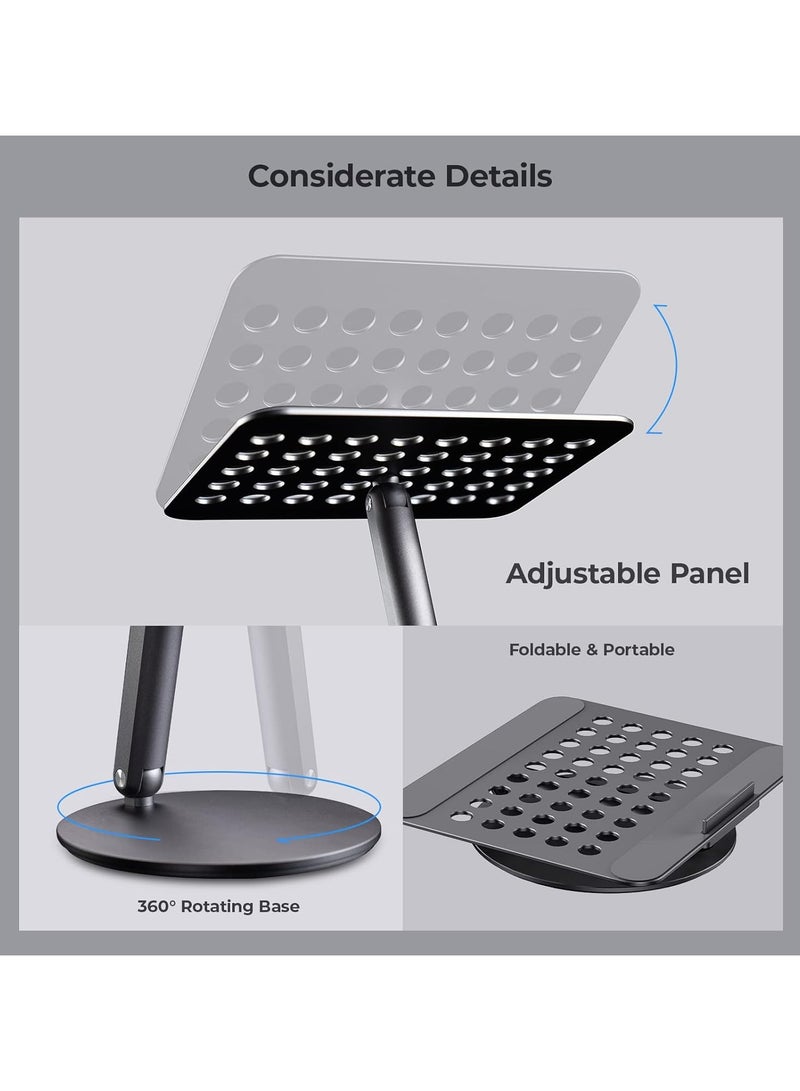 BENKS Laptop Stand with 360° Rotating Base, Angle Adjustable Computer Stand, Foldable Aluminum Laptop Riser Compatible with MacBook Pro/Air, Dell, Laptops (10-16inch) - Image 2