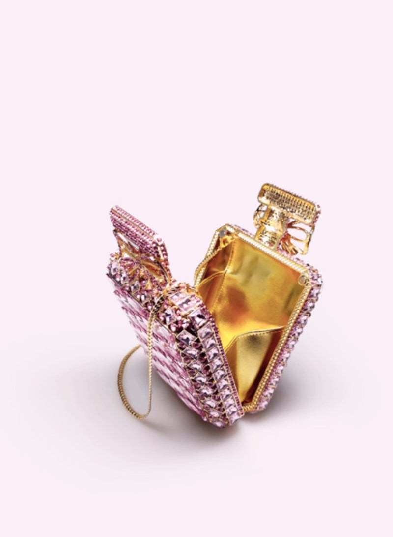 Luxury Pink Crystal Bow Super Shiny Evening Bag Mini Bags Women Banquet Exquisite Clutch Bag  - Image 2