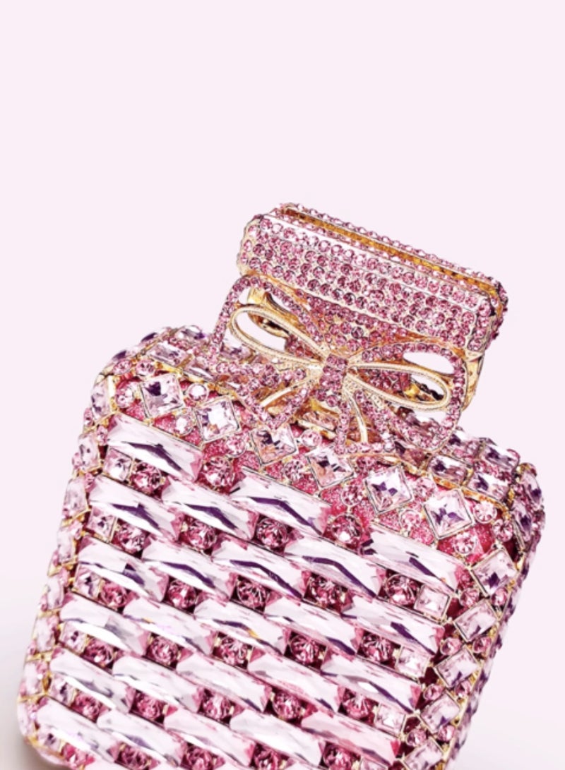 Luxury Pink Crystal Bow Super Shiny Evening Bag Mini Bags Women Banquet Exquisite Clutch Bag  - Image 5