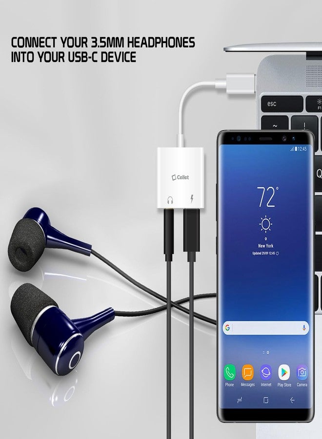 cellet محول صوت وشحن USB-C من سيلت - محول مزدوج USB-C إلى 3.5 مم ومحول شحن (محول USB-C إلى صوت وطاقة)  - Image 3