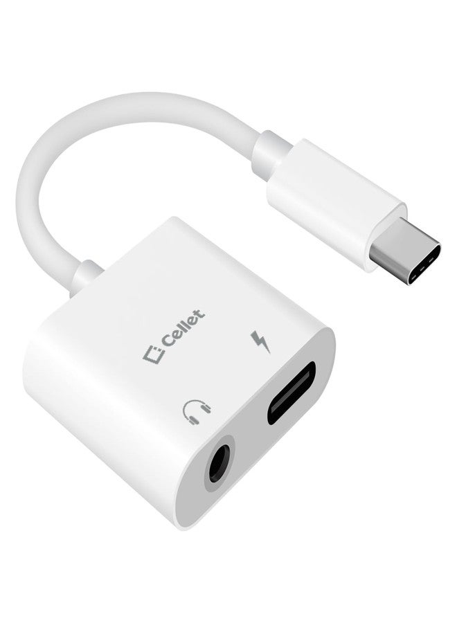 cellet محول صوت وشحن USB-C من سيلت - محول مزدوج USB-C إلى 3.5 مم ومحول شحن (محول USB-C إلى صوت وطاقة)  - Image 1
