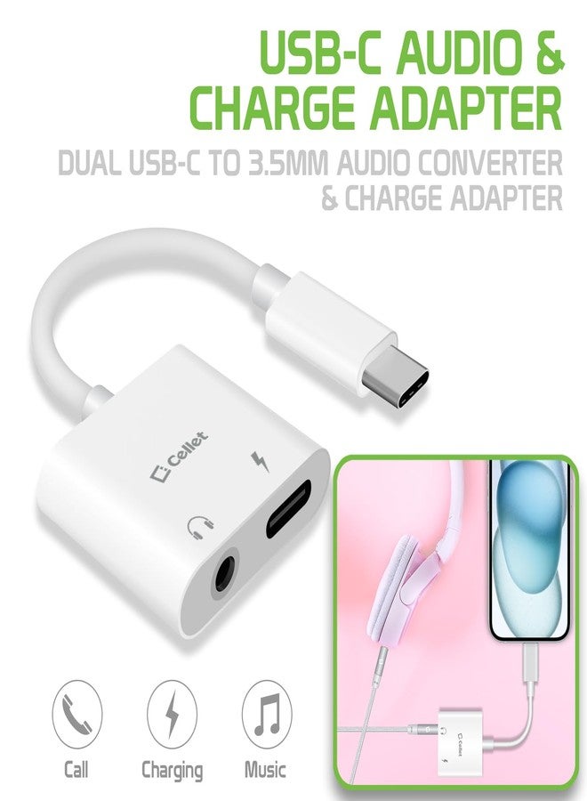 cellet محول صوت وشحن USB-C من سيلت - محول مزدوج USB-C إلى 3.5 مم ومحول شحن (محول USB-C إلى صوت وطاقة)  - Image 2