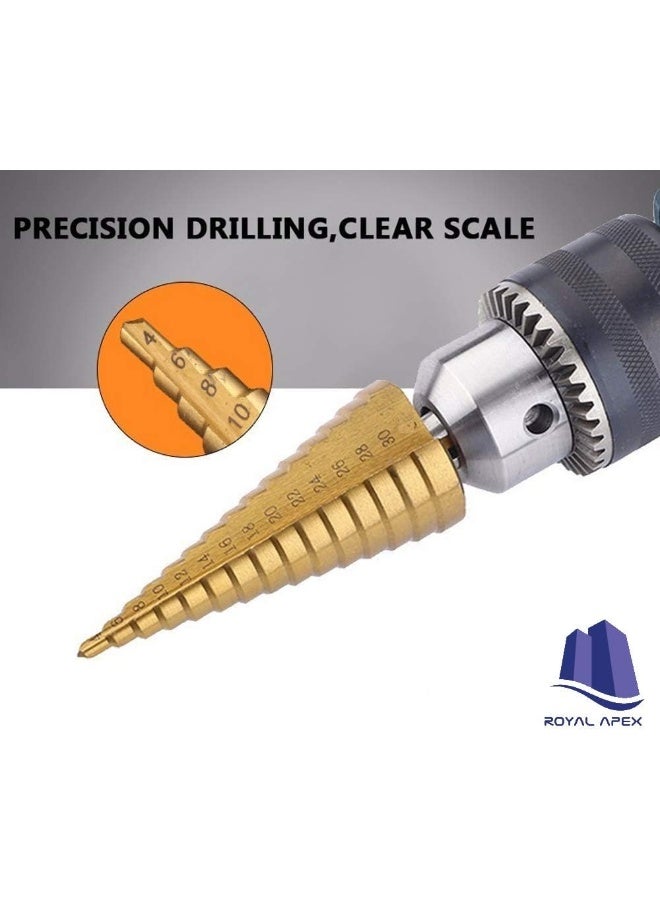 Royal Apex Step Drill Bit High Speed Steel Hss Triangle Handle Pagoda Drill For Carbon Steel Sheet Iron Insulation Boards Pvc Boards And Wood 4Mm To 30Mm - Image 2