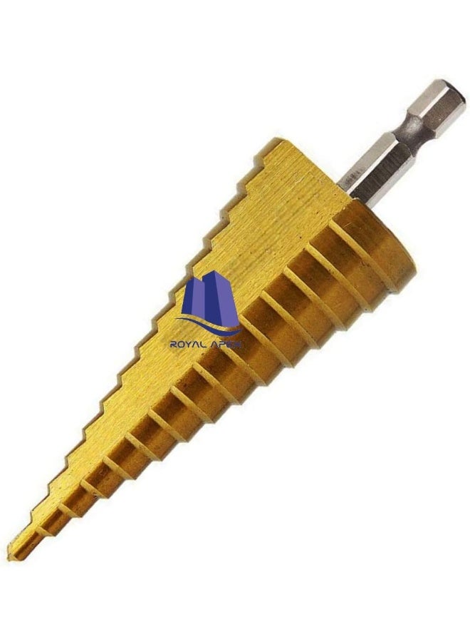Royal Apex Step Drill Bit High Speed Steel Hss Triangle Handle Pagoda Drill For Carbon Steel Sheet Iron Insulation Boards Pvc Boards And Wood 4Mm To 30Mm - Image 1