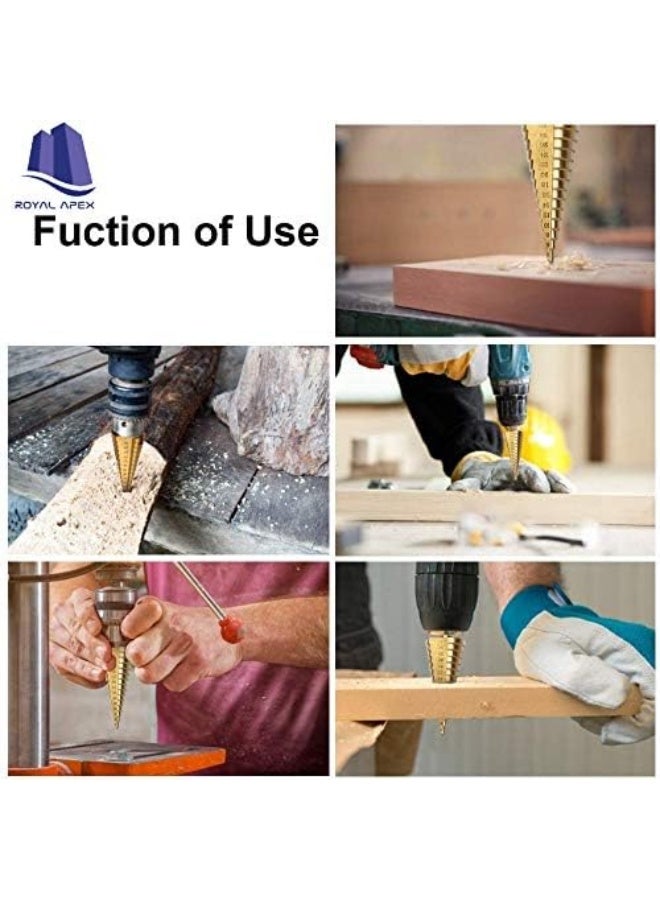 Royal Apex Step Drill Bit High Speed Steel Hss Triangle Handle Pagoda Drill For Carbon Steel Sheet Iron Insulation Boards Pvc Boards And Wood 4Mm To 30Mm - Image 5