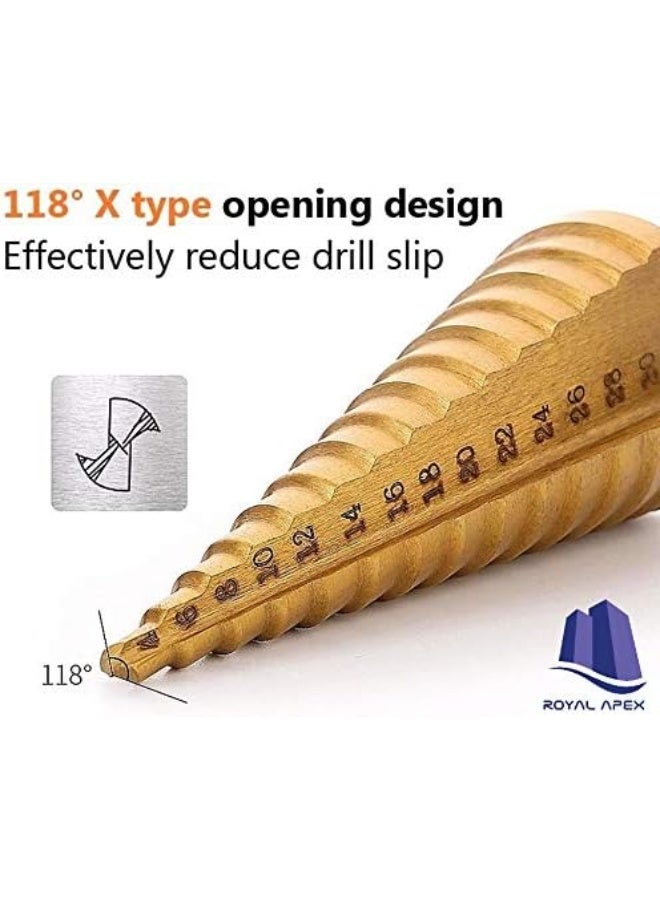 Royal Apex Step Drill Bit High Speed Steel Hss Triangle Handle Pagoda Drill For Carbon Steel Sheet Iron Insulation Boards Pvc Boards And Wood 4Mm To 30Mm - Image 3