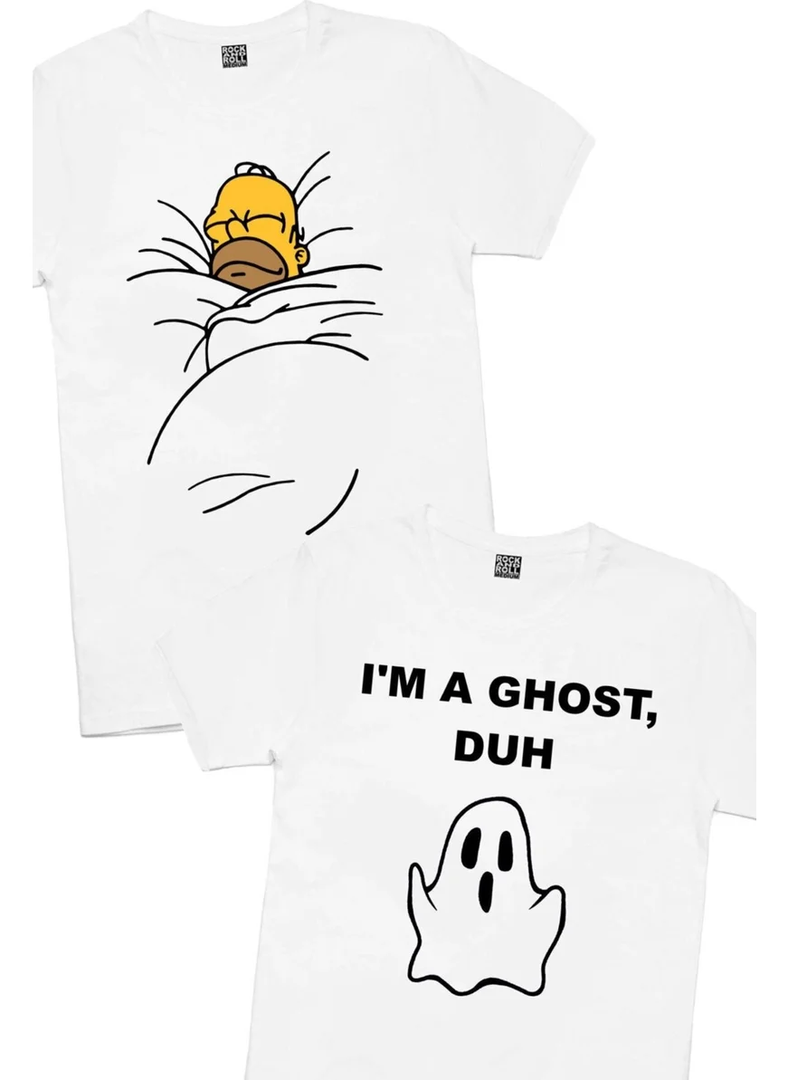 Rock&Roll Cute Ghost, Sleepy Dad Men's 2-Piece Eco Pack T-Shirt