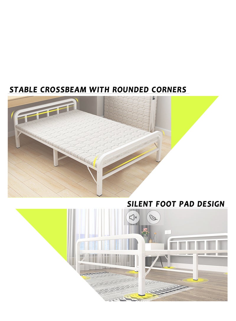 ZUIHAO Folding Bed with Mattress Portable Foldable Bed for Spare Bedroom Office Outdoor No Assembly Required Bed 188 * 90 * 45cm White - Image 2
