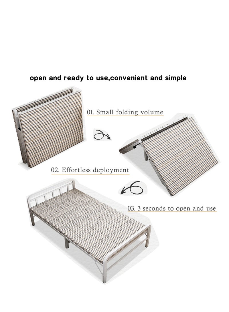 ZUIHAO Folding Bed with Mattress Portable Foldable Bed for Spare Bedroom Office Outdoor No Assembly Required Bed 188 * 90 * 45cm White - Image 4