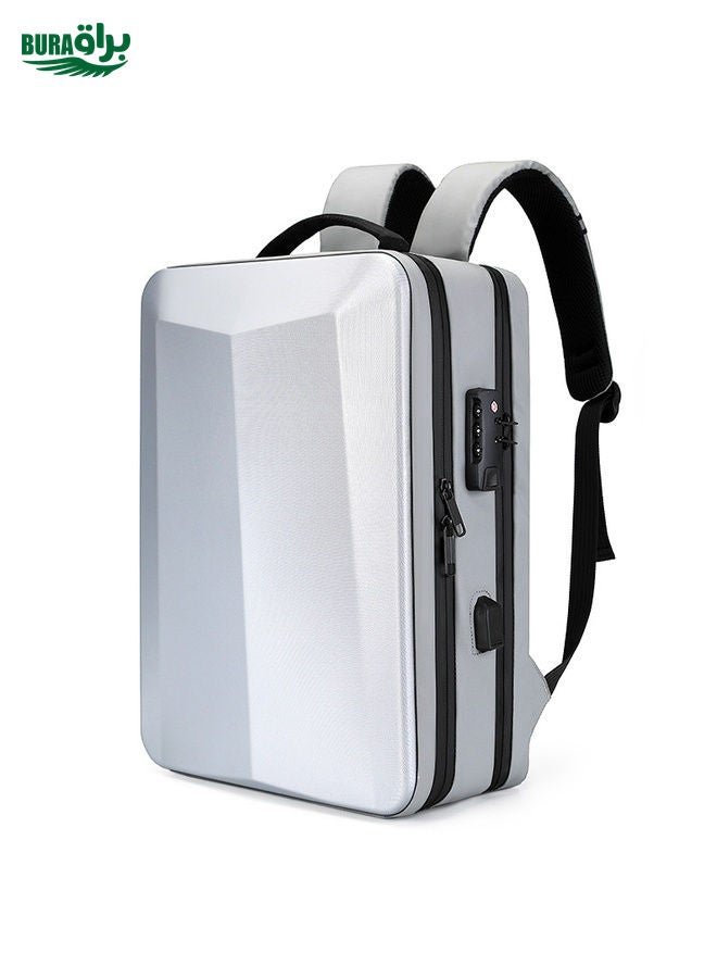BURAQ ABS Hard Shell Gaming Computer Backpack, Color: 17.3 inches (Silver)  - Image 1