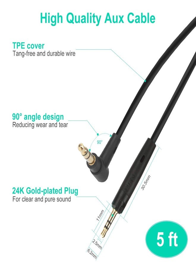 Mr Rex 5ft 3.5mm to 2.5mm Audio Aux Replacement Cable 90 Degree Right Cord for JBL/Bose 700 QC45 QC35ii QC35 QC25 QuietComfort Noise Cancelling Headphones/AKG - Image 4