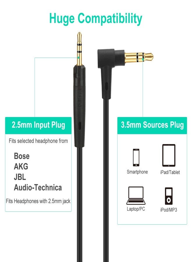 Mr Rex 5ft 3.5mm to 2.5mm Audio Aux Replacement Cable 90 Degree Right Cord for JBL/Bose 700 QC45 QC35ii QC35 QC25 QuietComfort Noise Cancelling Headphones/AKG - Image 5