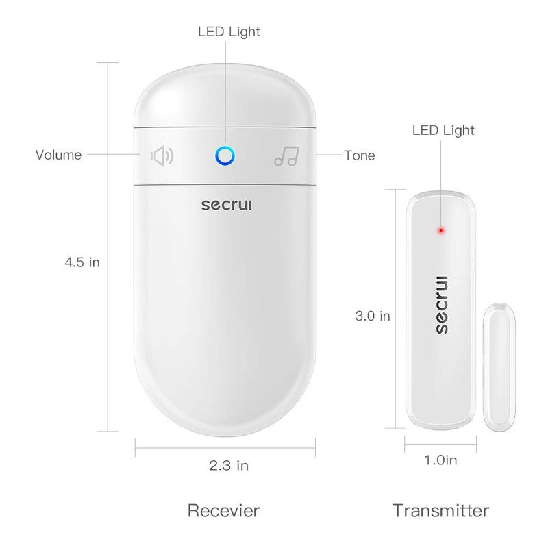 SECRUI Door Chime, Door Sensor Chime for Door Opens – Door Ringer with 500ft Operating Range 52 Chime Adjustable Volume Mute Mode LED Indicators –Entry Alert Chime for Business/Home/Office - Image 5