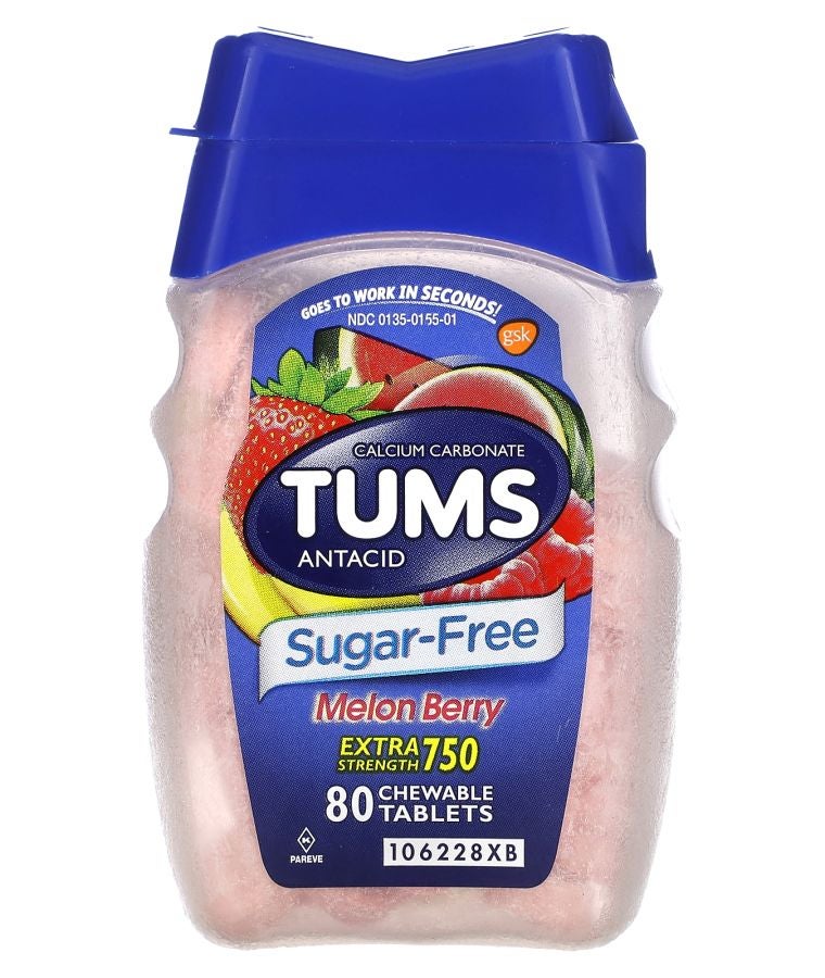 TUMS Antacid Melon Berry 750 mg 80 Chewable Tablets