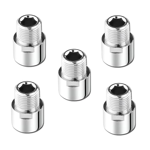 KINIK CP Brass Extension Nipple (Length 1" Inch, Thread Size 1/2" Inch) – Pack of 5, Durable Chrome Plated Brass Extension Nipples for Pipe Fittings and Plumbing Installations. - Image 1