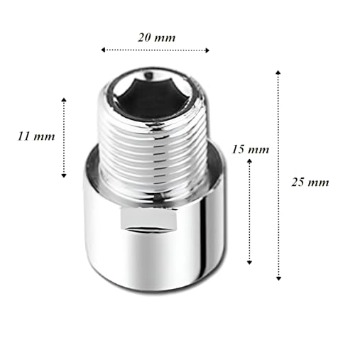 KINIK CP Brass Extension Nipple (Length 1" Inch, Thread Size 1/2" Inch) – Pack of 5, Durable Chrome Plated Brass Extension Nipples for Pipe Fittings and Plumbing Installations. - Image 2