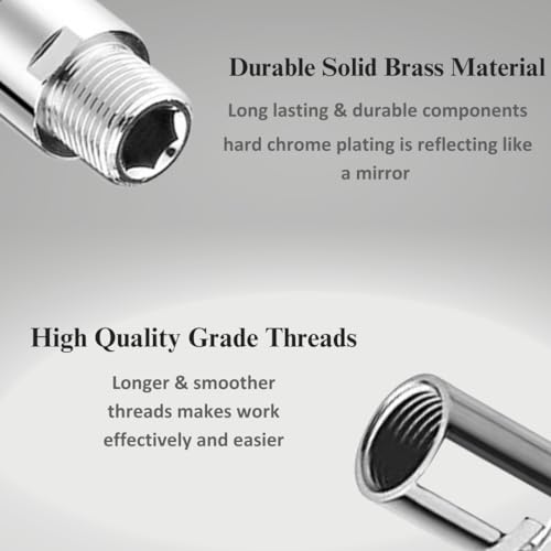 KINIK CP Brass Extension Nipple (Length 1" Inch, Thread Size 1/2" Inch) – Pack of 5, Durable Chrome Plated Brass Extension Nipples for Pipe Fittings and Plumbing Installations. - Image 4