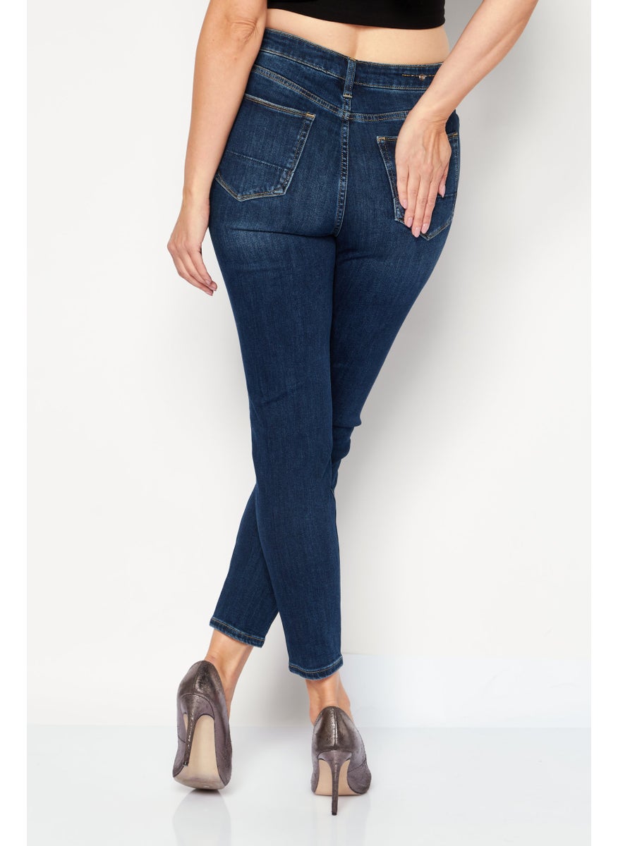 Earnest Sewn Women Regular Fit Washed Stretchable Jean, Blue  - Image 3