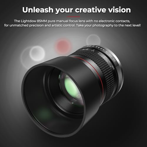 Lightdow EF 85mm f1.8 Portrait Lens - MF for Canon EOS Rebel T8i/T7i/T7/T6i/T5/T3i/T3/T2i/XSi/XS/SL3/SL2/T100/90D/80D/70D/50D/5D Mark IV/6D II/7D II/1D X III II-Manual Focus DSLR Cameras Lenses(EF/EF-S Mount) - Image 4