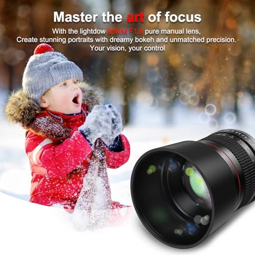 Lightdow EF 85mm f1.8 Portrait Lens - MF for Canon EOS Rebel T8i/T7i/T7/T6i/T5/T3i/T3/T2i/XSi/XS/SL3/SL2/T100/90D/80D/70D/50D/5D Mark IV/6D II/7D II/1D X III II-Manual Focus DSLR Cameras Lenses(EF/EF-S Mount) - Image 3