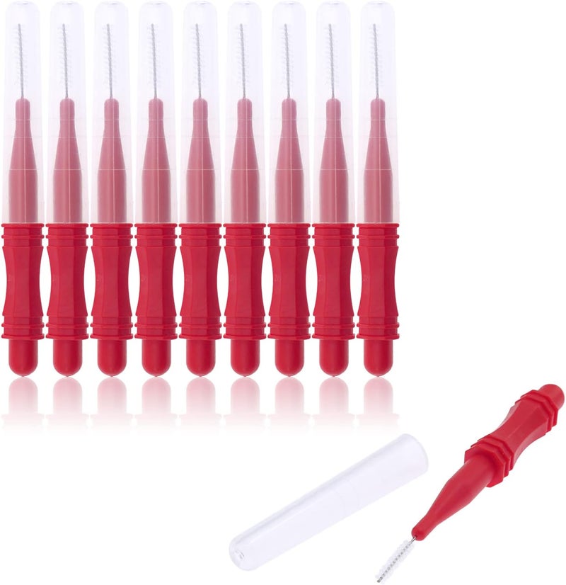 DBOO Interdental Brush Red 0.7mm 10 Pieces Braces Brush Toothpick Tooth Flossing Head Oral Dental Hygiene Brush Tooth Interspace Cleaning Tool by - Image 1