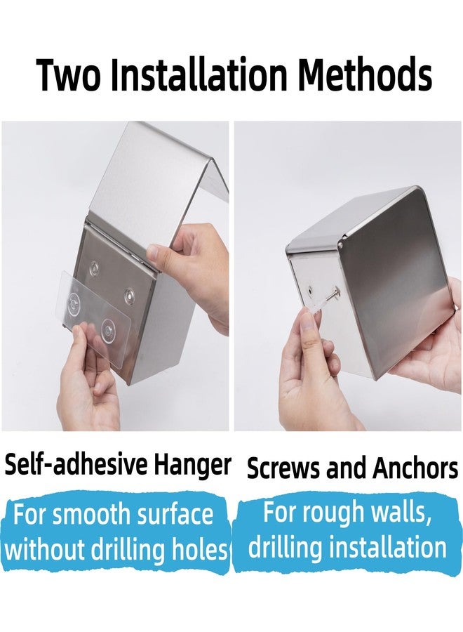 Desyeryamimi Cat Dog Proof/Waterproof/Covered Toilet Paper Holder with Storage, Stainless Steel Self Adhesive Toilet Paper/Tissue Holder/Dispenser Wall Mount for Bathroom No Drill (Silver) - Image 5