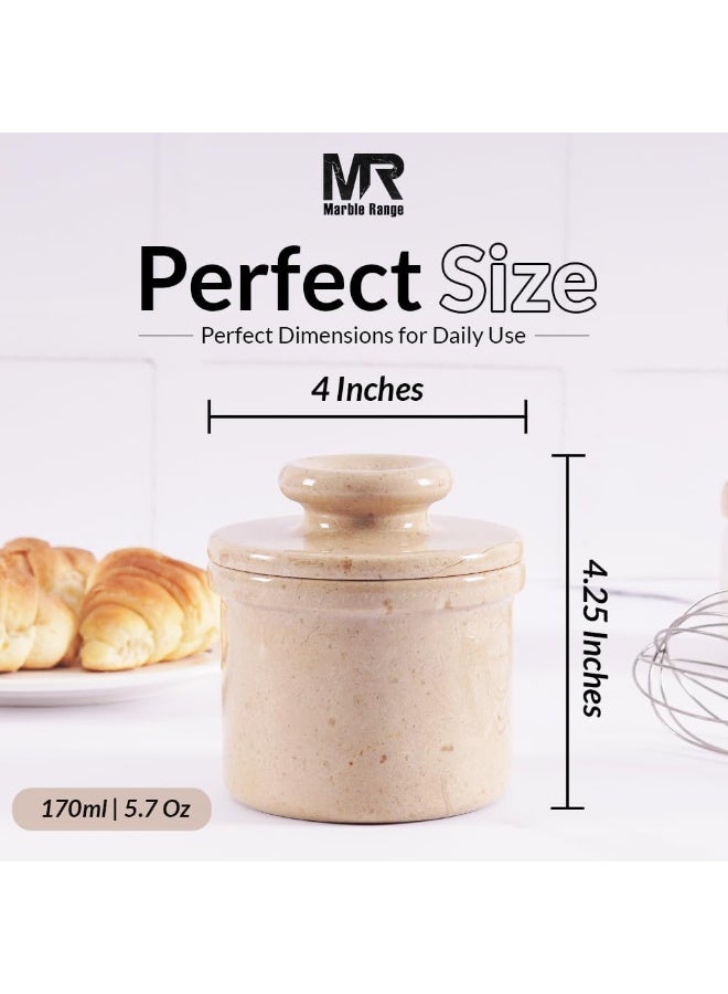 MARBLE RANGE Marble Butter Keeper with Lid Handmade Verona French Butter Crock for Countertop, 4.25” Butter Dish for Kitchen Decor, Butter Holder for Spreadable Butter Storage – Perfect Christmas Gift - Image 3