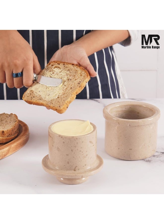 MARBLE RANGE Marble Butter Keeper with Lid Handmade Verona French Butter Crock for Countertop, 4.25” Butter Dish for Kitchen Decor, Butter Holder for Spreadable Butter Storage – Perfect Christmas Gift - Image 4