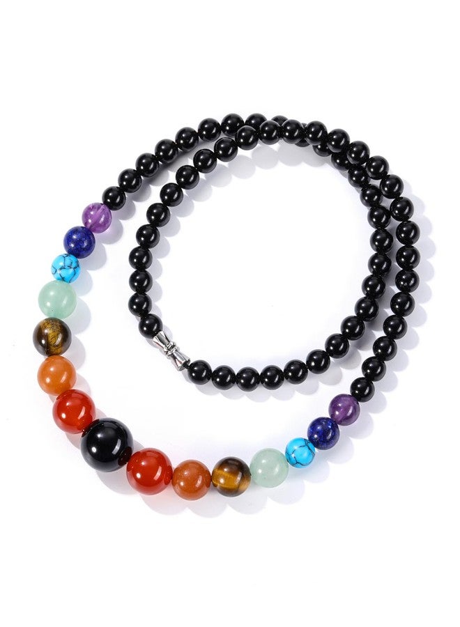 Jovivi 7 Chakra Necklace for Women Natural Chakra Gemstone Black Obsidian Healing Crystal Yoga Mala Beads Necklaces Engery Reiki Crystal Beaded Necklace Jewelry Mothers Day Birthday Gift - Image 3
