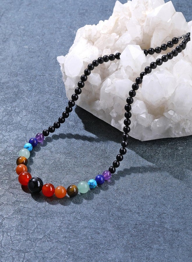 Jovivi 7 Chakra Necklace for Women Natural Chakra Gemstone Black Obsidian Healing Crystal Yoga Mala Beads Necklaces Engery Reiki Crystal Beaded Necklace Jewelry Mothers Day Birthday Gift - Image 2