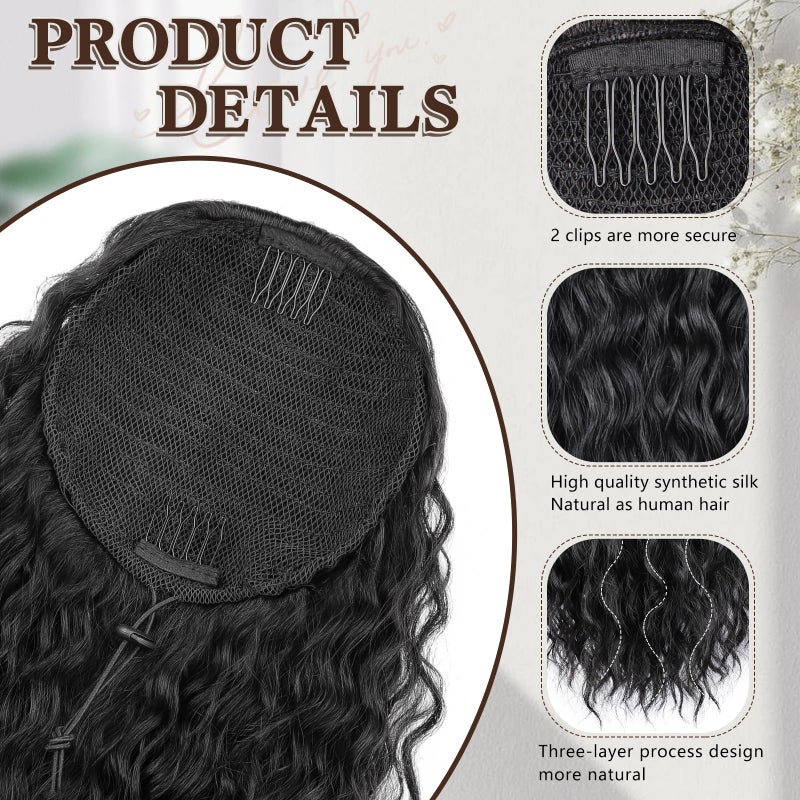 FREEMEIGE Ponytail Extension Drawstring Ponytail for Women Synthetic Long Curly Pony Tails Hair Extensions Clip in Ponytail 20 Inch Hairpiece - Image 3