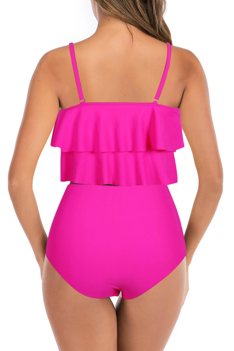 Adisputent Womens High Waisted Bathing Suits Flounce Halter Tank Top Bikini Bottoms Tummy Control Modest Swimwear Two Piece Swimsuits Tankini Hot L - Image 2