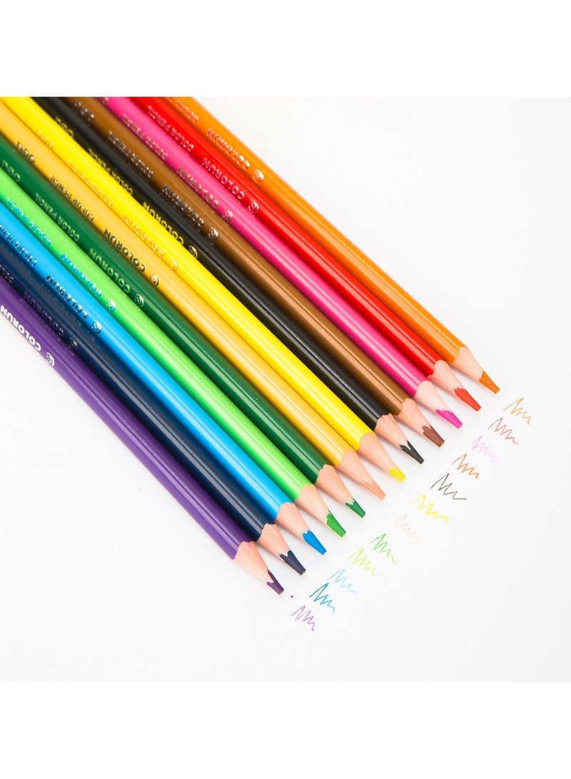 Deli EC00100 COLORUN PS أقلام ملونة مثلثة الشكل مسبقة الشحذ، 12 لون، 12 قطعة/علبة لون، صديقة للبيئة، قبضة مريحة - Image 4