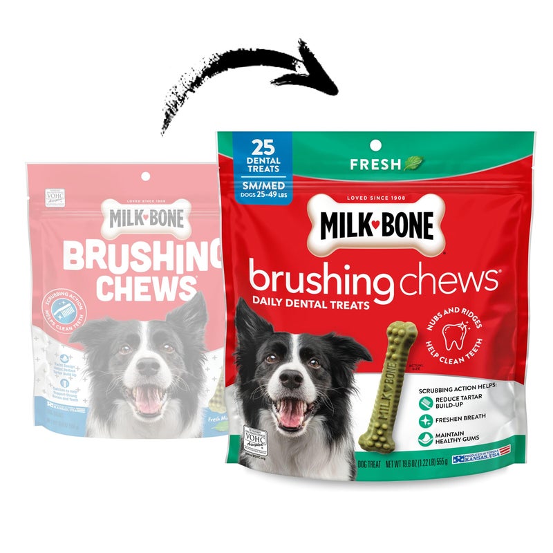 Milk-Bone Brushing Chews Original Chicken Flavor Daily Dental Dog Treats, Small/Medium, 19.6 Oz. Bag - Image 2