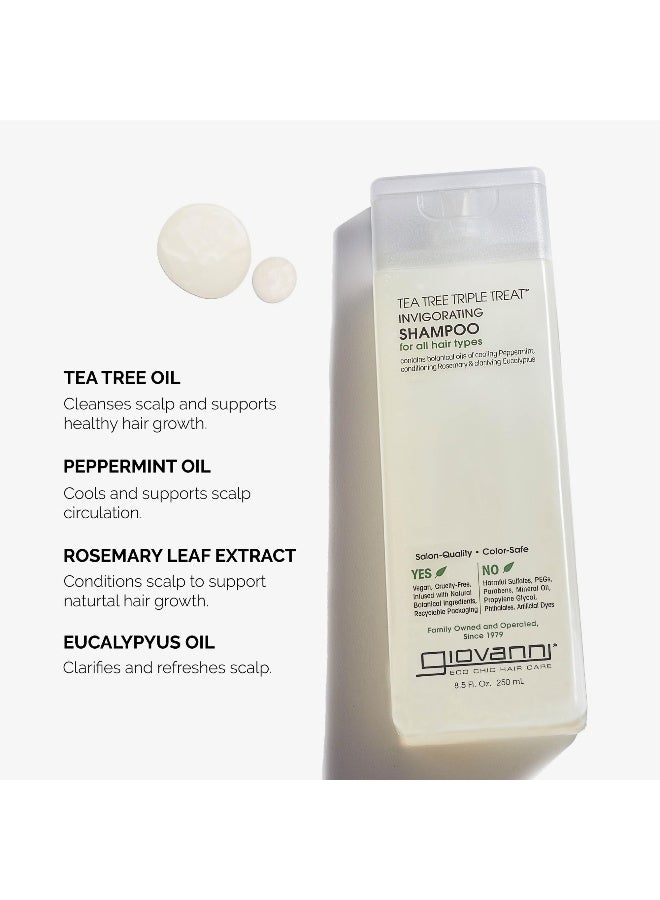 Giovanni Tea Tree Triple Treat Invigorating Shampoo, Infused With Peppermint And Eucalyptus, Refreshes All Hair Types, 250Ml 250ml - Image 3