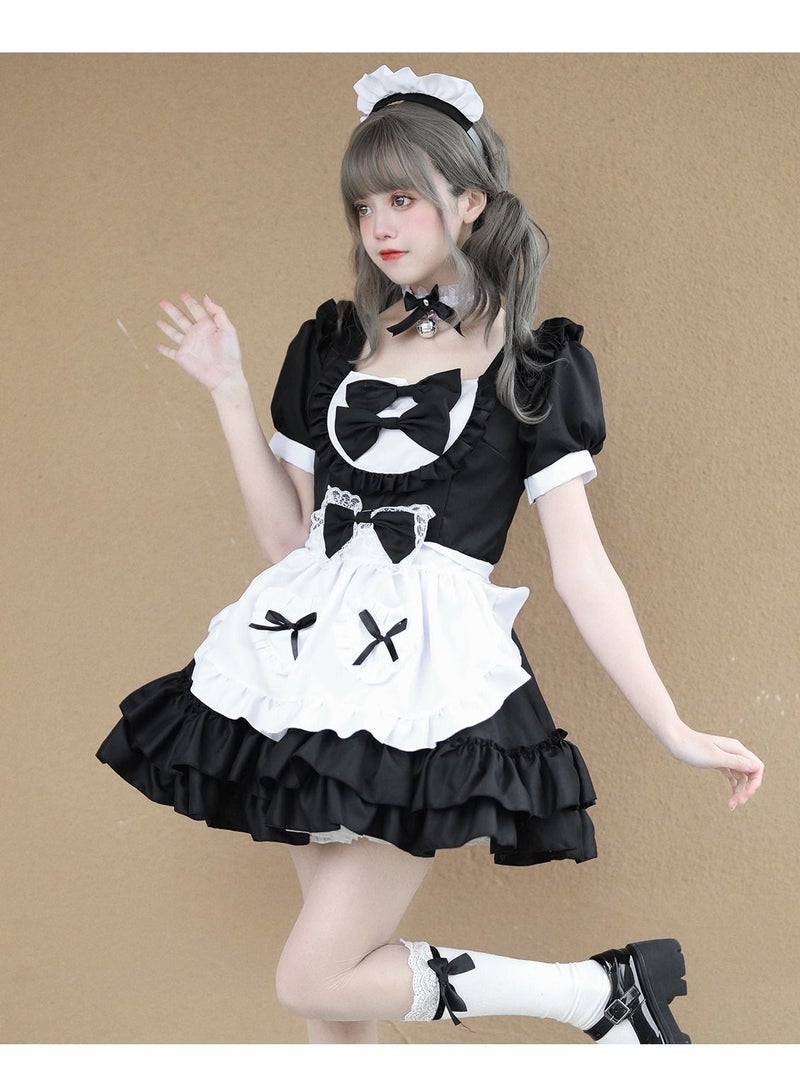 Loquat Cosplay Pure Japanese Soft Sister Maid Dress Black - Image 1