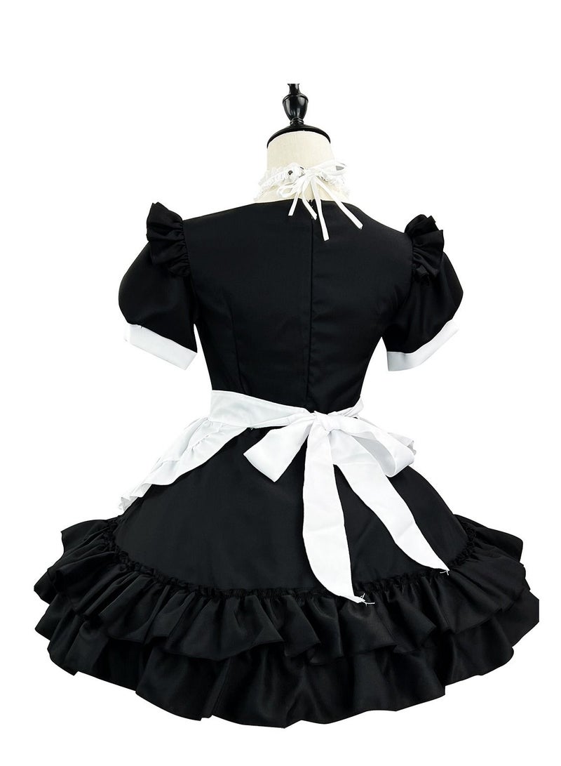 Loquat Cosplay Pure Japanese Soft Sister Maid Dress Black - Image 3