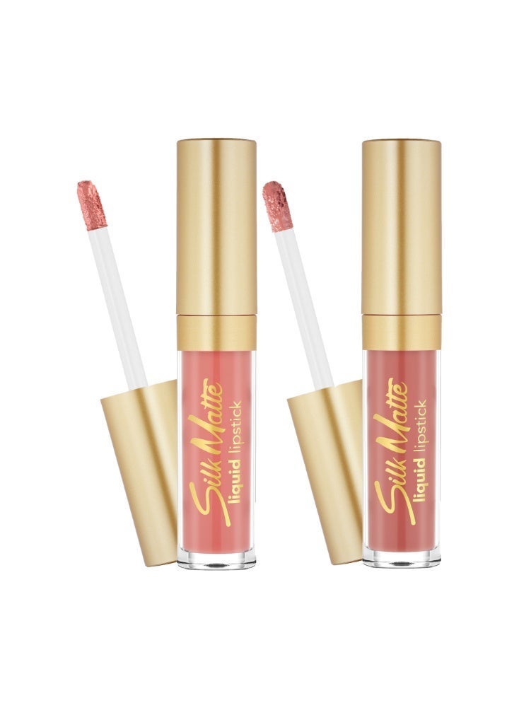 flormar Silk Matte Liquid Lipstick - 60 Peach Smoothie & Silk Matte Liquid Lipstick - 55 Kiss Me Value Pack - Image 2