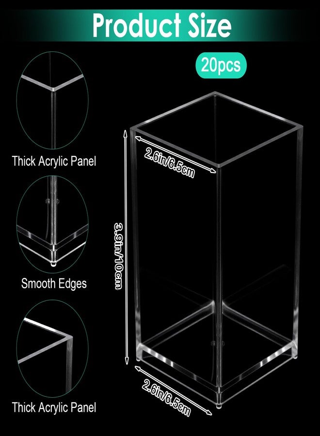 AojSup 20 Pcs Acrylic Pencil Holder Clear Makeup Brush Holder Pen for Desk Pencil Cup Acrylic Desk Accessories Desktop Stationery Organizer for Office School Home Supplies - Image 2